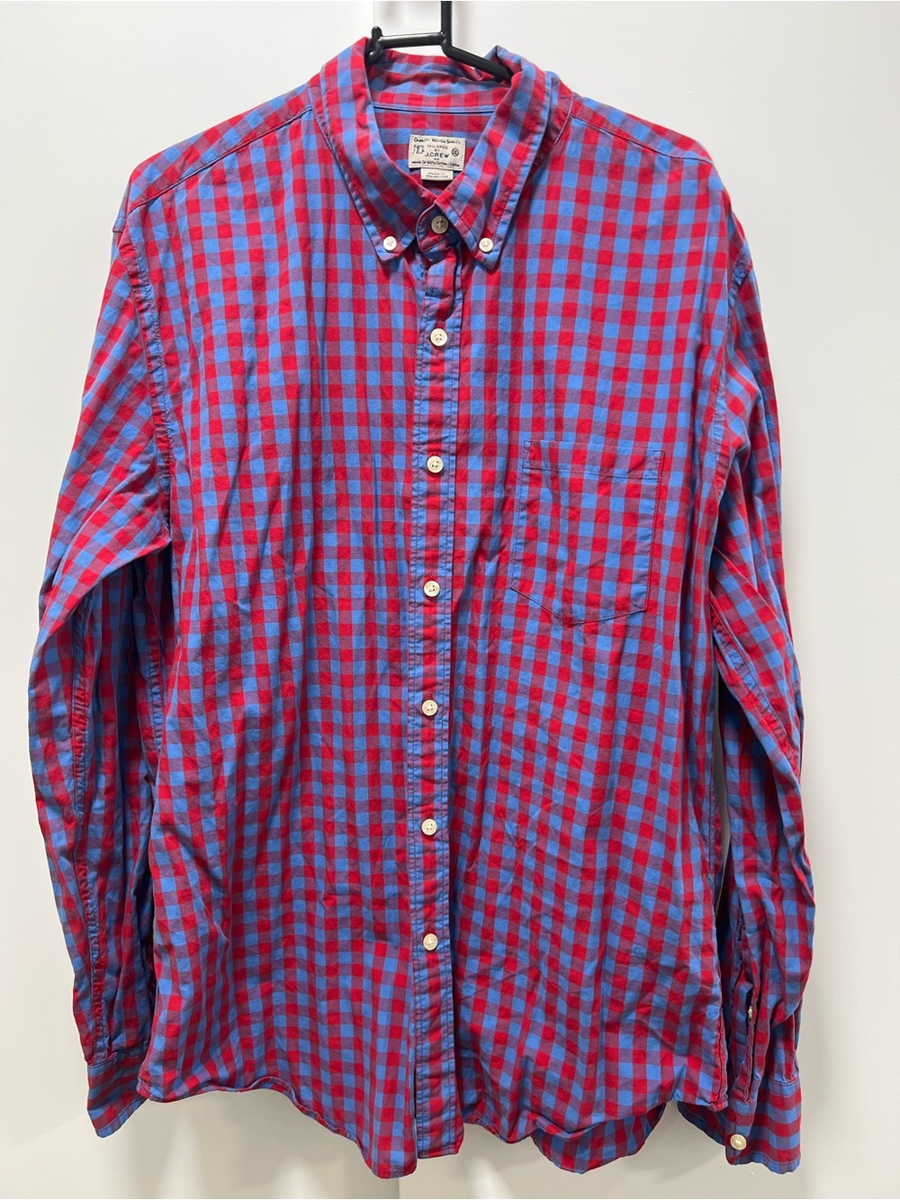 J.Crew Men’s XL Red Blue Gingham Check Button Down Shirt 100% Cotton
